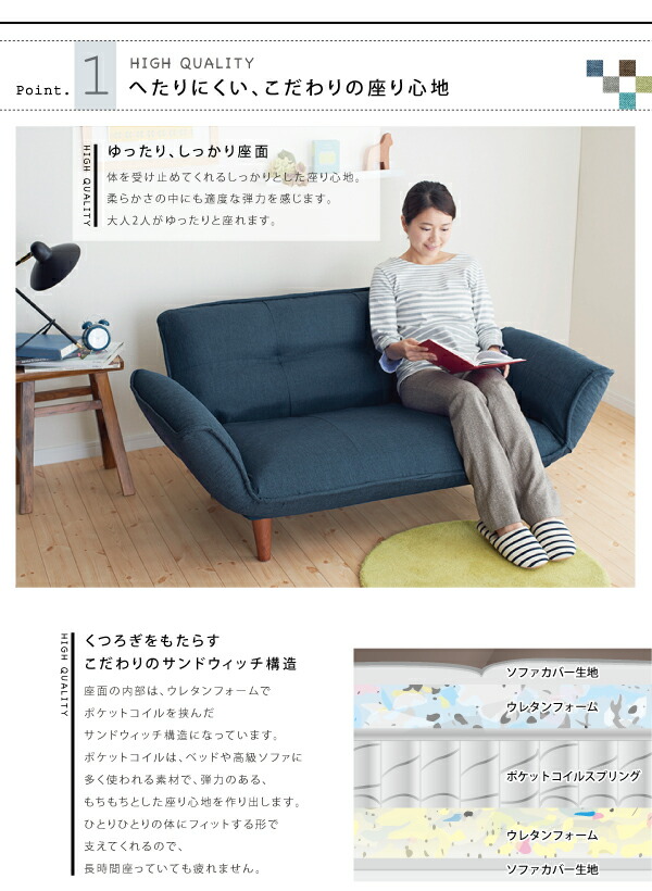 リクライニングカウチソファ ファブリックタイプ Esta エスタ 商品説明画像6