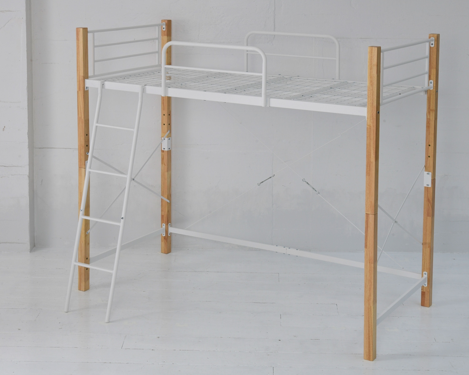 天然木脚パイプベッド ロフトタイプ IRI-1043SET 商品追加画像18