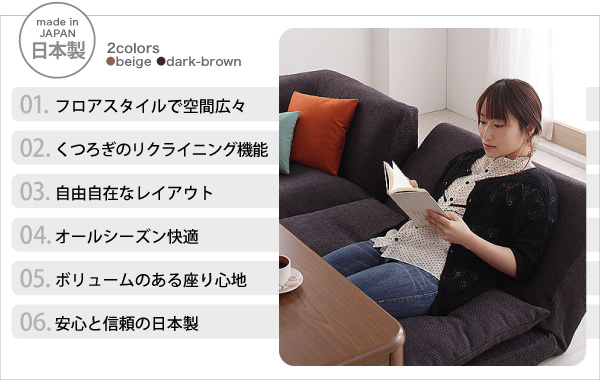 リクライニングフロアコーナーソファ Lierl リール 商品説明画像2