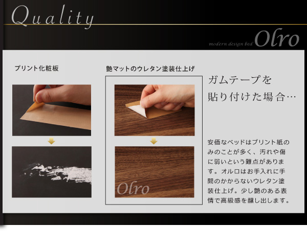 モダンライト・コンセント付き収納ベッド Olro オルロ 商品説明画像9