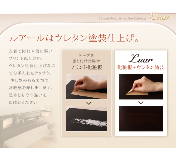 棚・照明・コンセント付き収納ベッド Luar ルアール 商品説明画像13