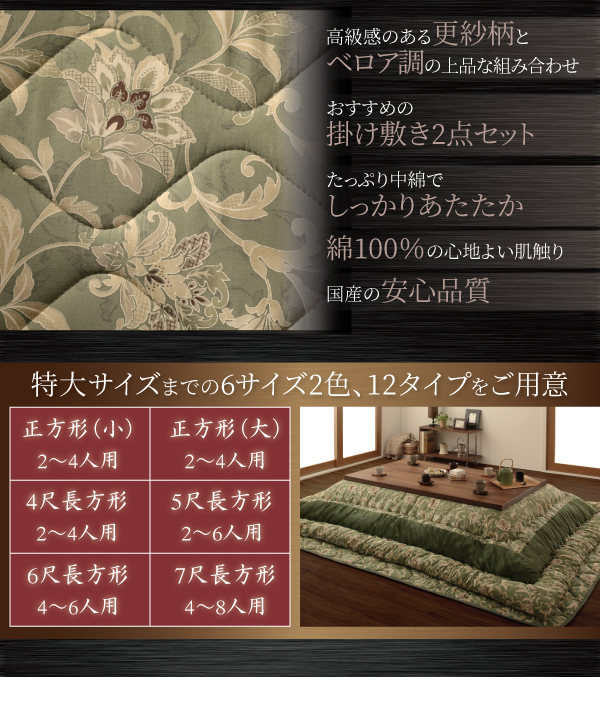 更紗模様こたつ布団 商品説明画像2