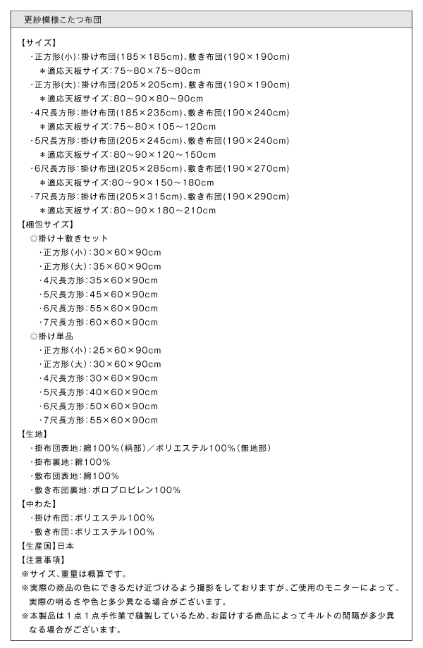 更紗模様こたつ布団 商品説明画像15