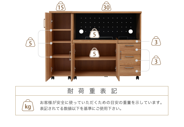 Keittio 幅120 キッチンカウンター（レンジ収納） FAP-0030SET 商品説明画像17