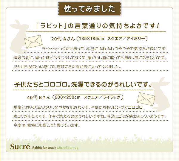 ラビットファータッチマイクロファイバーラグ Sucre シュクレ 商品説明画像11