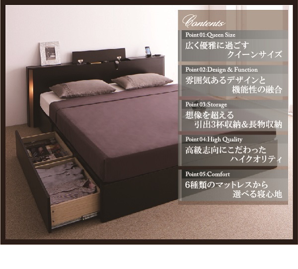 モダンデザイン・大型サイズ収納ベッド Grandsol グランソル 商品説明画像2