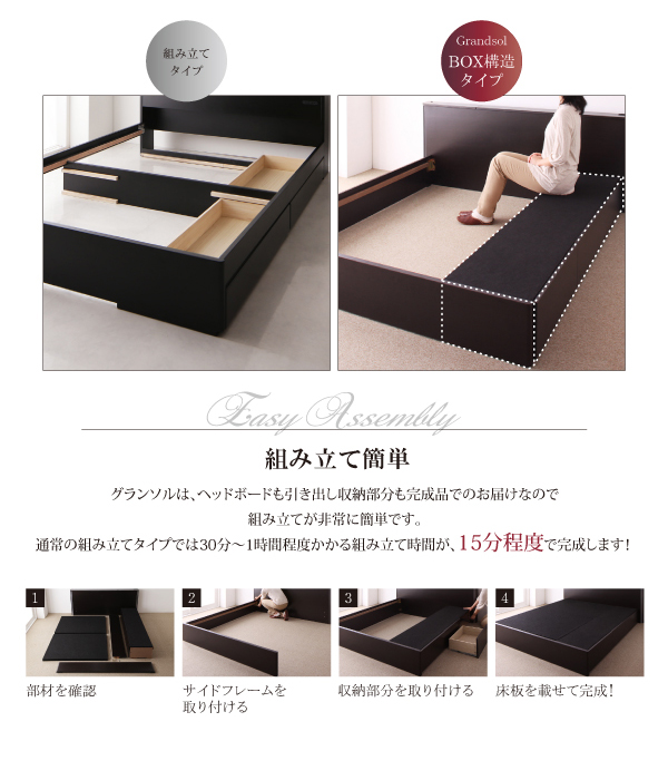 モダンデザイン・大型サイズ収納ベッド Grandsol グランソル 商品説明画像13