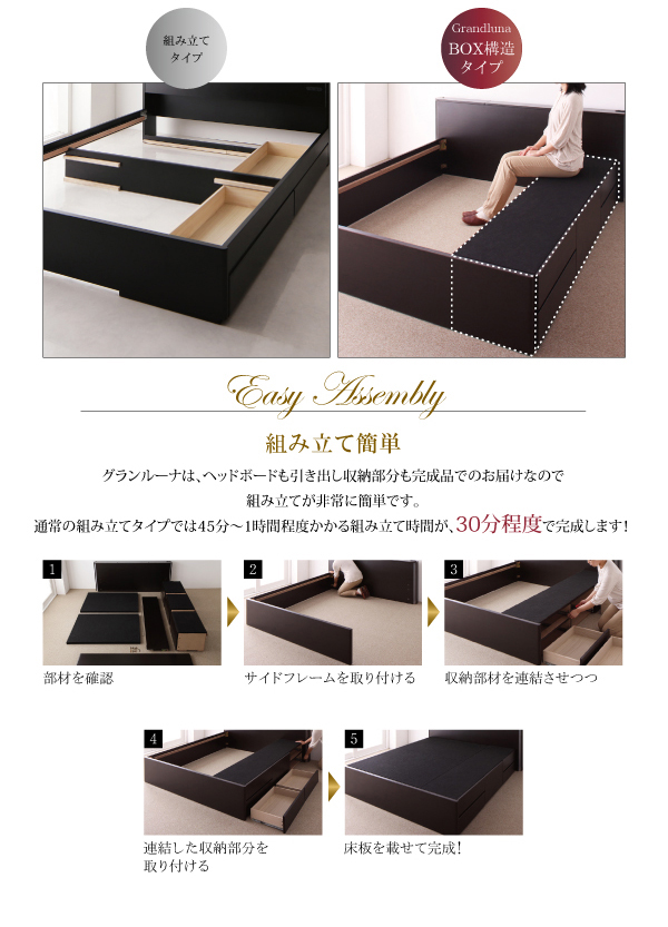 モダンデザイン・大型サイズチェストベッド Grandluna グランルーナ 商品説明画像13