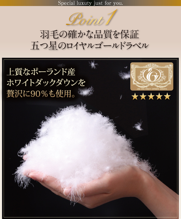 羽毛布団8点セット プレミアム敷布団 Fiji フィジー 商品説明画像4