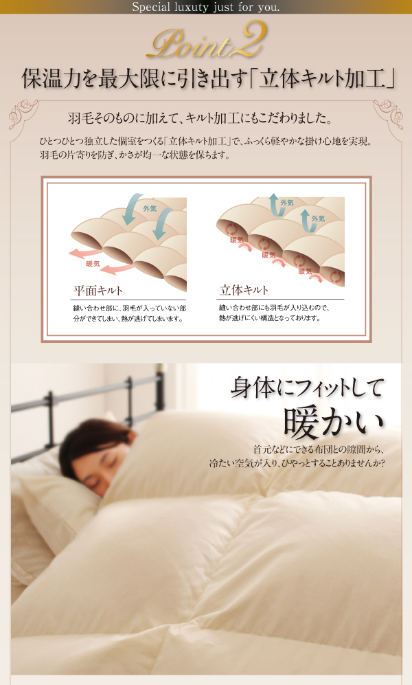 羽毛布団8点セット プレミアム敷布団 Fiji フィジー 商品説明画像7