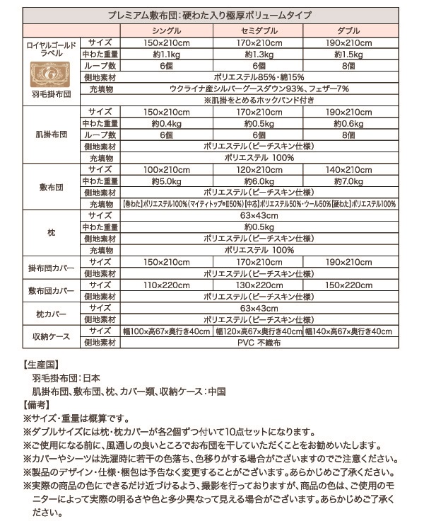 羽毛布団8点セット プレミアム敷布団タイプ Bloom ブルーム 商品説明画像28