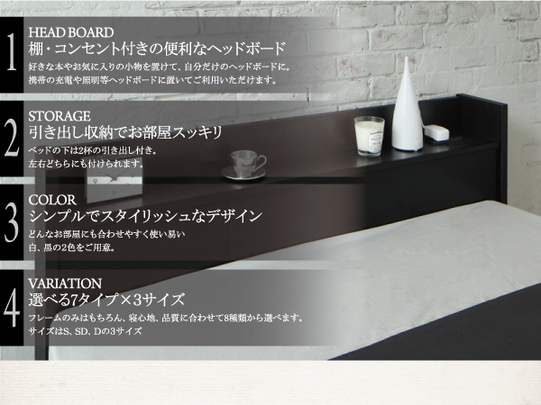 棚・コンセント付き収納すのこベッド Fort-spade フォートスペイド 商品説明画像2