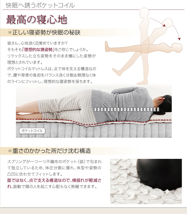 日本製ポケットコイルマットレスベッド MORE モア 商品画像9