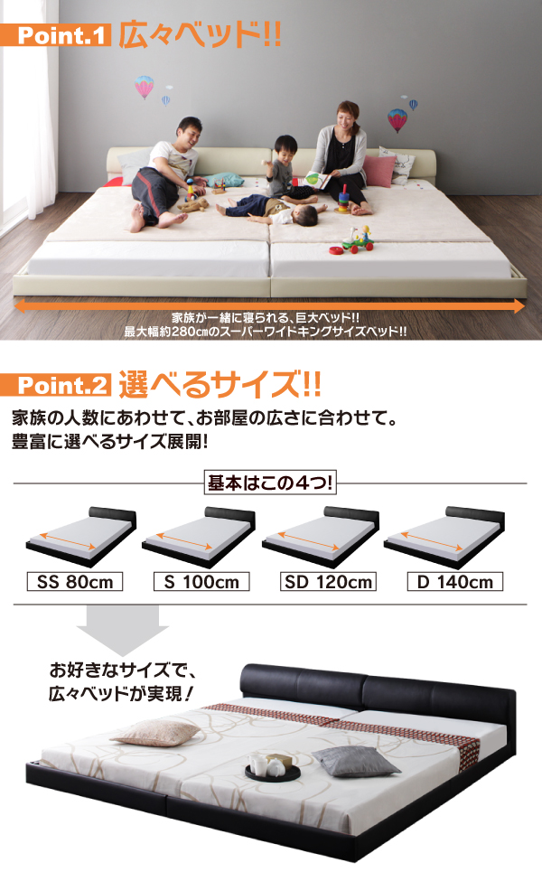 ワイドレザーフロアベッド Serafiina セラフィーナ 商品説明画像3