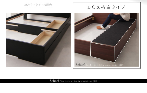 棚・コンセント付きスリムデザイン収納ベッド Scharf シャルフ 商品説明画像16