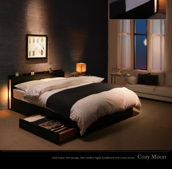 スリムモダンライト付き収納ベッド Cozy-Moon コージームーン 商品説明画像4
