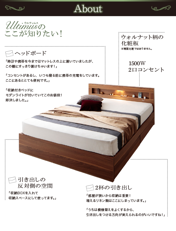 LEDライト・コンセント付き収納ベッド Ultimus ウルティムス 商品説明画像24