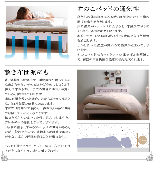 LEDライト・コンセント付きデザインベッド Espoir エスポワール 商品説明画像12