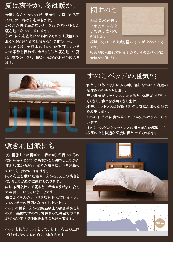 LEDライト・コンセント付きデザインベッド Esperto エスペルト 商品説明画像13