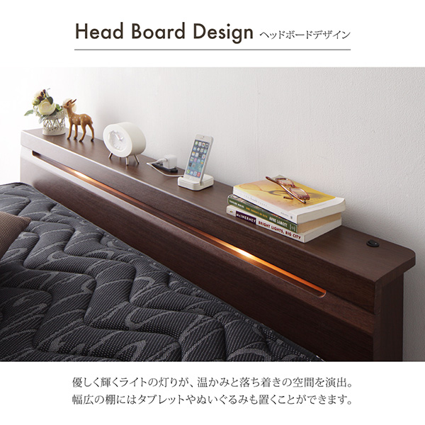 棚・ライト・コンセント付きファミリーローベッド Crecer クレセール (ベッドフレームのみ / シングル / ブラウン / -　[No.100012596]) 商品説明画像8