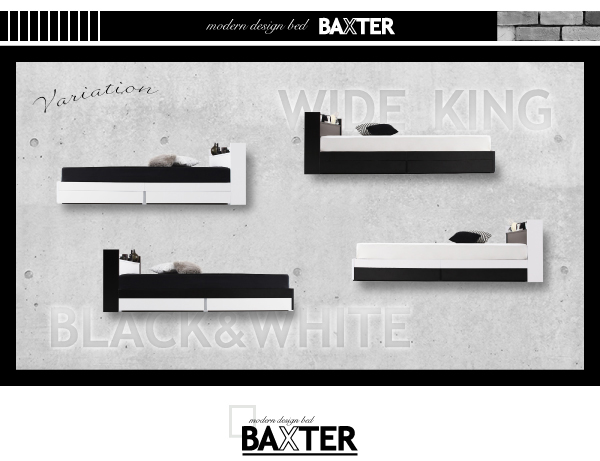 棚・コンセント・収納付き大型モダンデザインベッド BAXTER バクスター 商品画像2
