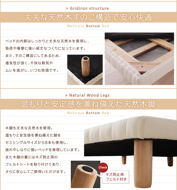 脚付きマットレスボトムベッド 商品説明画像7