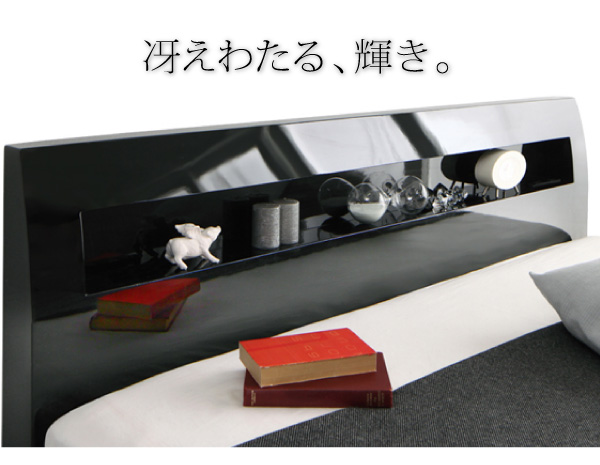 鏡面光沢仕上げ・モダンデザインすのこベッド Morenoble モアノーブル（クイーンサイズ） 商品説明画像5