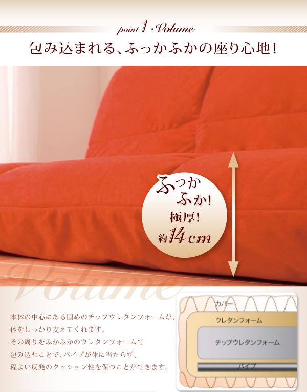 マルチリクライニングコンパクトフロアソファ fondue フォンデュ 商品説明画像3
