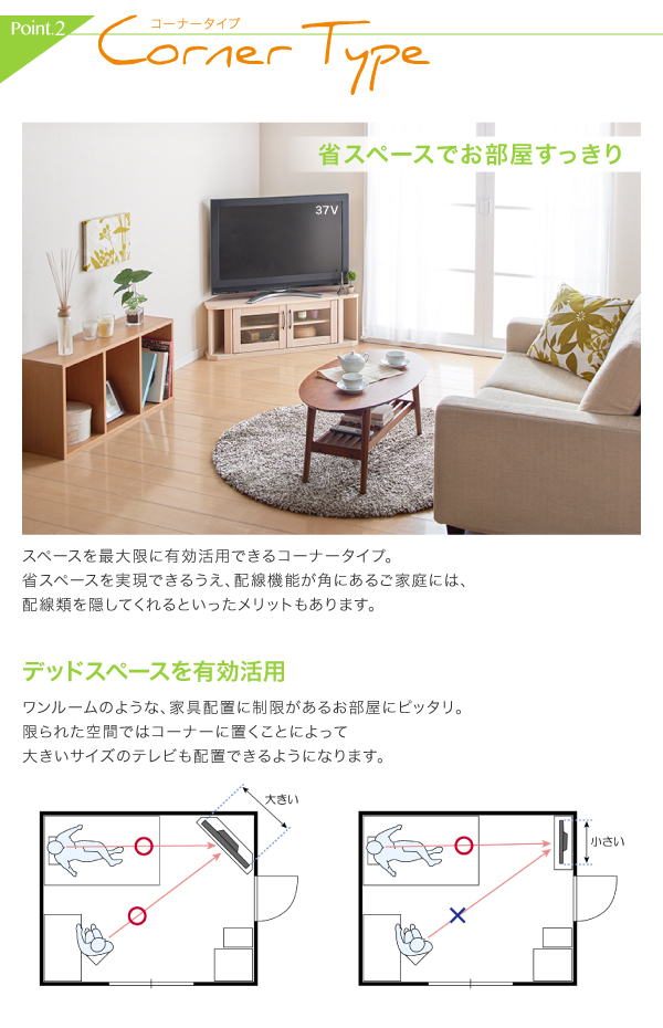 超!薄型コーナーテレビボード hilppa ヒルッパ 商品説明画像4