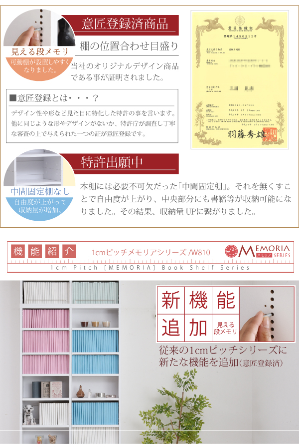 MEMORIA 棚板が1cmピッチで可動する 薄型オープン幅81上置きセット FRM-0101SET 商品説明画像4