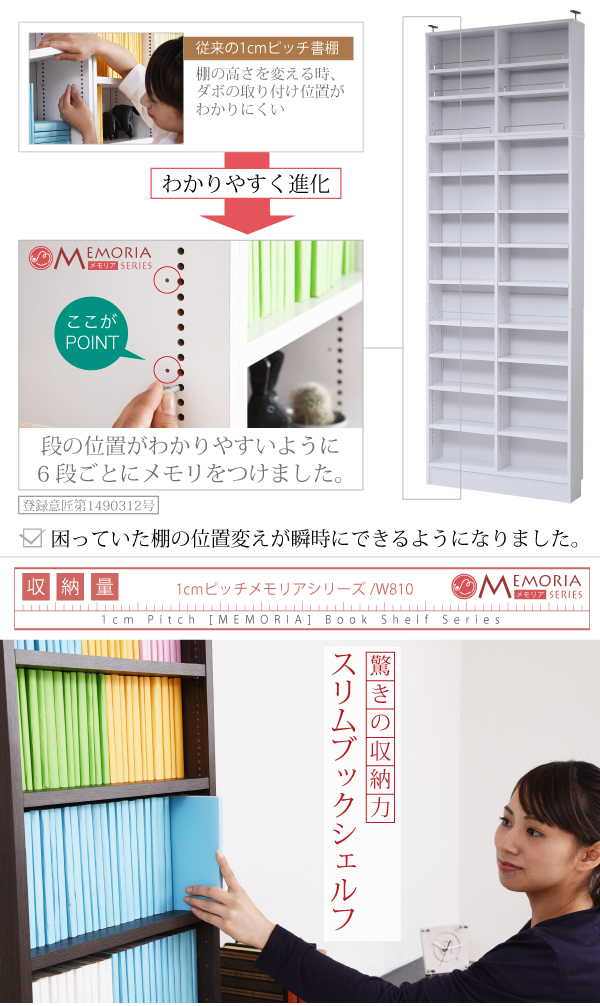 MEMORIA 棚板が1cmピッチで可動する 薄型オープン幅81上置きセット FRM-0101SET 商品説明画像5