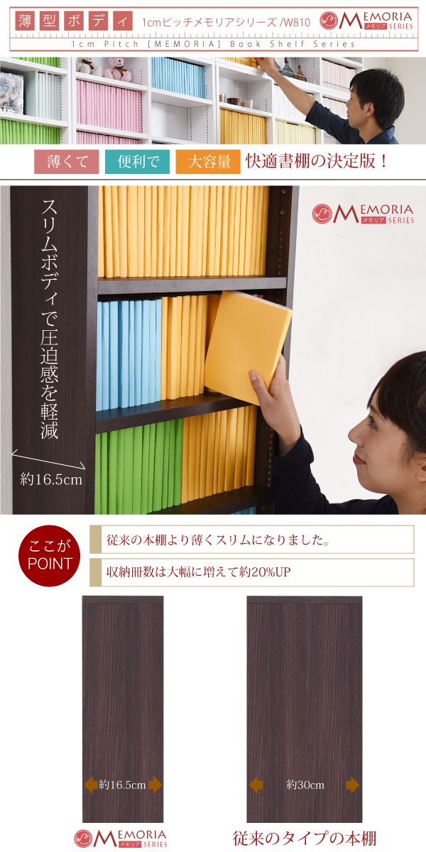 MEMORIA 棚板が1cmピッチで可動する 薄型オープン幅81上置きセット FRM-0101SET 商品説明画像9