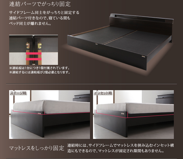 棚・照明・コンセント付モダンデザイン連結ベッド Wispend ウィスペンド (ベッドフレームのみ / 右タイプ / シングル / ホワイト / -　[No.100014364]) 商品説明画像5