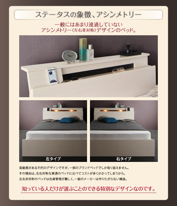 棚・照明・コンセント付モダンデザイン連結ベッド Wispend ウィスペンド (ベッドフレームのみ / 右タイプ / シングル / ホワイト / -　[No.100014364]) 商品説明画像8