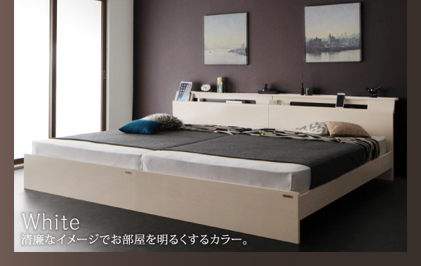 棚・照明・コンセント付モダンデザイン連結ベッド Wispend ウィスペンド (ベッドフレームのみ / 右タイプ / シングル / ホワイト / -　[No.100014364]) 商品説明画像15