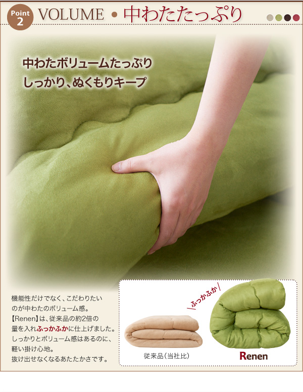 スウェード調防ダニ・抗菌防臭こたつ布団 Renen レネン 商品説明画像4
