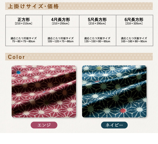 レトロ麻の葉模様こたつ布団 CORPO コルポ 商品説明画像17