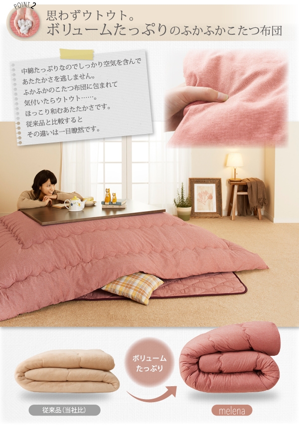 肌に優しい綿100%リバーシブルこたつ布団 melena メレーナ 商品説明画像5
