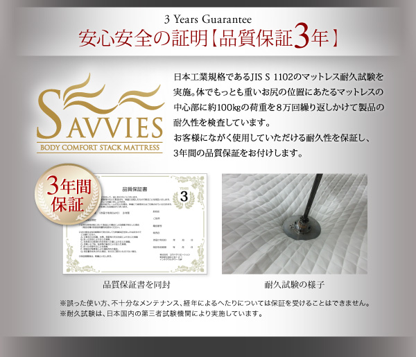 スタックマットレス SAVVIES サヴィーズ・レギュラー 商品説明画像25