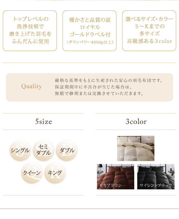 国内洗浄羽毛 羽毛掛布団 商品説明画像4