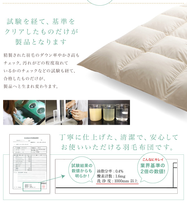 国内洗浄羽毛 羽毛布団8点セット 商品説明画像8
