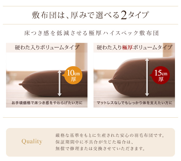国内洗浄羽毛 羽毛布団8点セット プレミアム敷布団 商品説明画像4