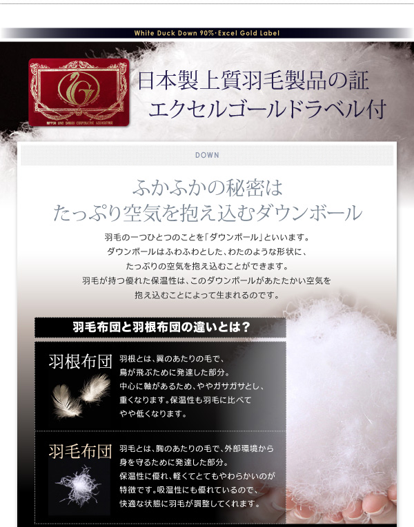 DOWNPASS認証 羽毛布団8点セット 商品説明画像9