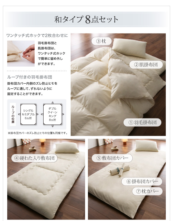 DOWNPASS認証 羽毛布団8点セット 商品説明画像24