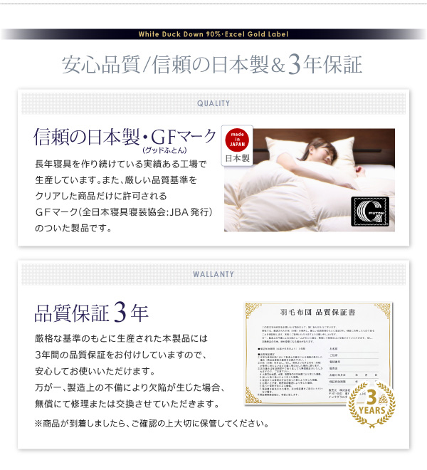 DOWNPASS認証 羽毛布団8点セット 商品説明画像26