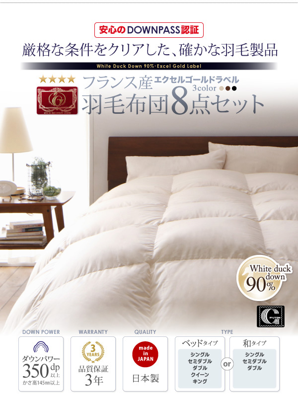 DOWNPASS認証 羽毛布団8点セット 商品説明画像28