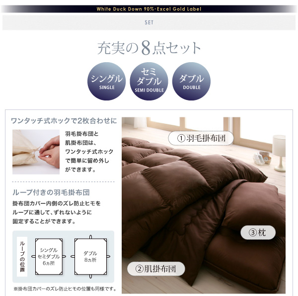 DOWNPASS認証 羽毛布団8点セット プレミアム敷布団タイプ 商品説明画像28