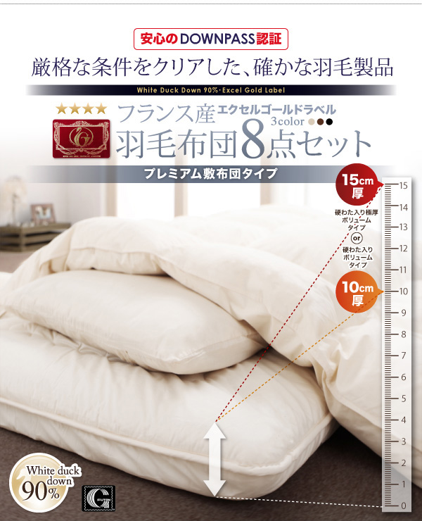 DOWNPASS認証 羽毛布団8点セット プレミアム敷布団タイプ 商品説明画像32