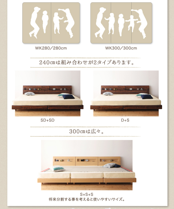 デザインすのこファミリーベッド Pelgrande ペルグランデ (ベッドフレームのみ / ワイドK200 / ウォルナットブラウン / -　[No.100014603]) 商品説明画像4