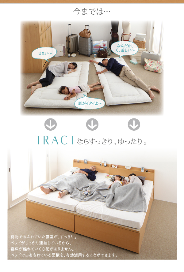 大容量収納ファミリーチェストベッド TRACT トラクト (ベッドフレームのみ / 鍵・ガードなし / A+A / ワイドK200 / ダークブラウン　[No.100025861]) 商品説明画像3